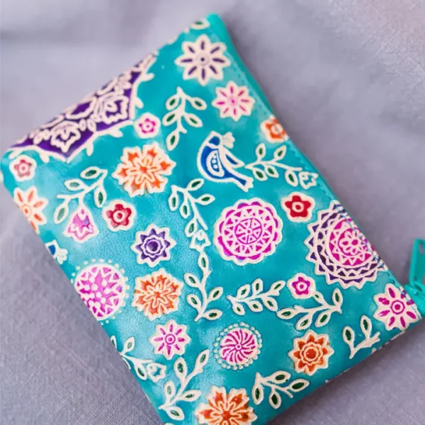 Amala Floral Leather Purse with Pocket