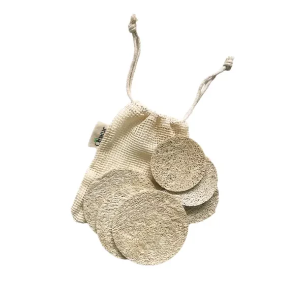 Olnatur - Six Exfoliating Loofah Discs & Cotton Pouch