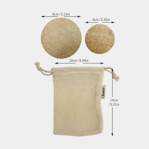 Olnatur - Six Exfoliating Loofah Discs & Cotton Pouch
