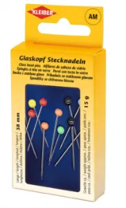 Glass Headed Pin 38mm x 0.58mm (15 grms) IN TIN 8 x 5cm