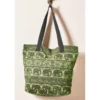 Shoulder Bag Black Handles - Cotton - Elephant Design