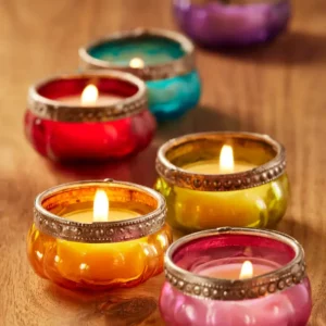 Tealight Holders - Recycled Pumpkin Shaped Glass