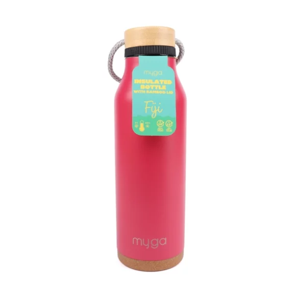 Fiji Insulated Water Bottle with Bamboo Lid - Various Colours