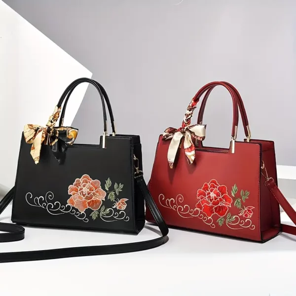 Elegant Handbag with Floral Designs - Various Colours
