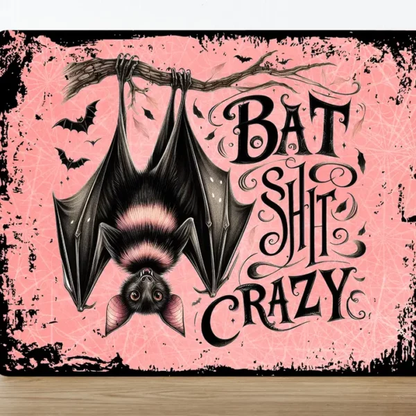 Metal Sign " Bat shit crazy" 8x10 inch
