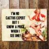 Metal Sign "I'm No Cactus Expert but I know a prick when I see one"  8x10 inch