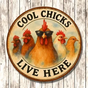 Metal Sign "Cool Chicks Live Here"  3x3 inch