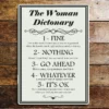 Metal Sign "The woman dictionary"  8x10 inch