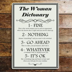 Metal Sign "The woman dictionary"  8x10 inch