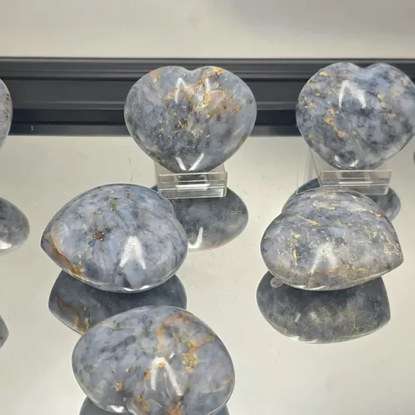 Blue Dumortierite Quartz Crystal Hearts