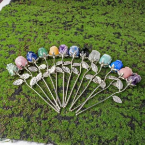 Natural Crystal Rose Ornament - Various Stones