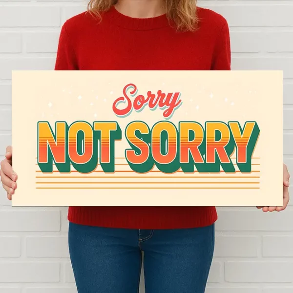Metal Sign "Sorry not sorry" 12x6 inch