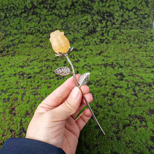 Natural Crystal Rose Ornament - Various Stones